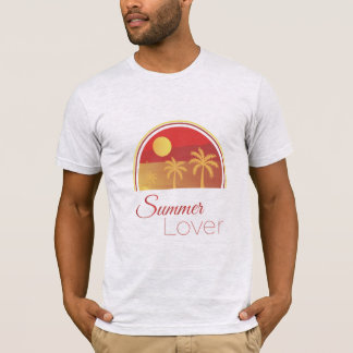 T-shirt Amant d'été Rétro Coucher de soleil Palmiers Tropi