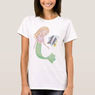 T-shirt Amant d'océan d'art de poissons de fille de sirène