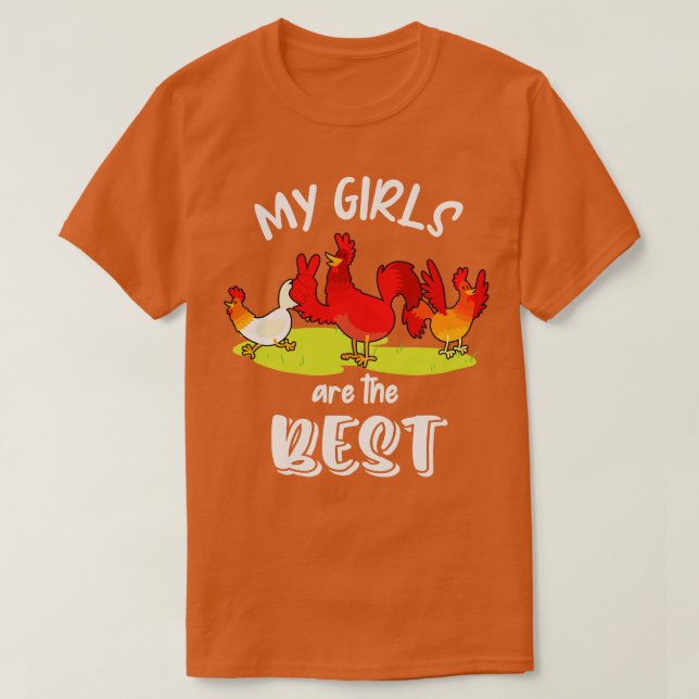 T-shirt Amant Drôle Poulets Mes Filles Volaille Amusant (Design devant)