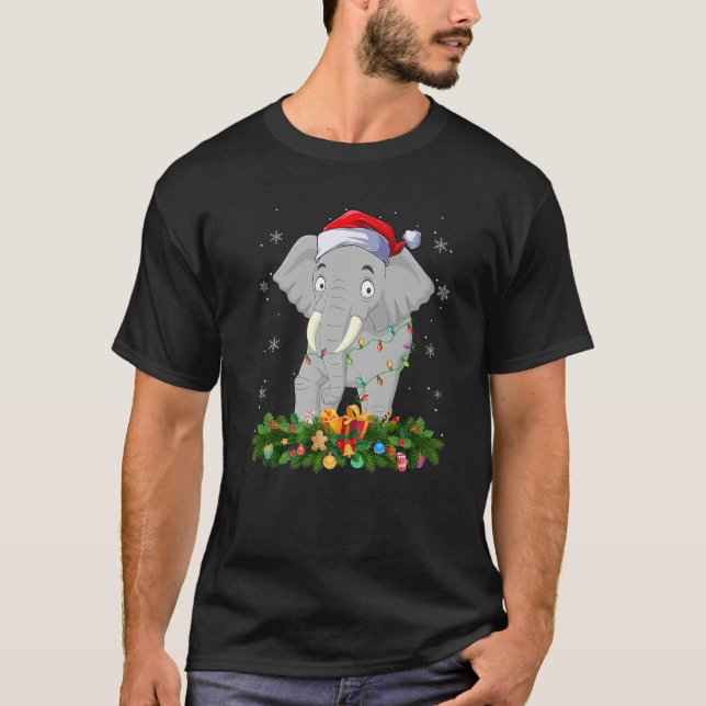 T-shirt Amant Eléphant Correspondant Funny Santa Hat Eléph (Devant)