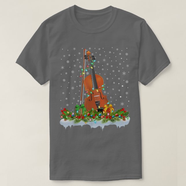T-shirt Amant Musique Violon Drôle Correspondant Père Noël (Design devant)