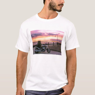T-shirt Amants de moto au coucher du soleil