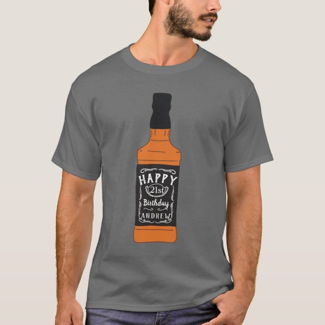 T-shirt Amants de whiskey d'anniversaire de bouteille de (Devant)