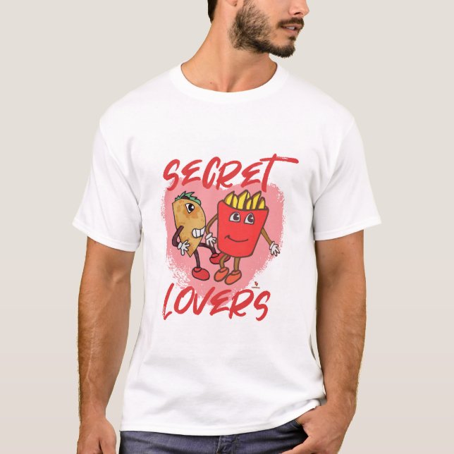 T-shirt Amants Secrets Taco et Frites Cartoon Slogan (Devant)