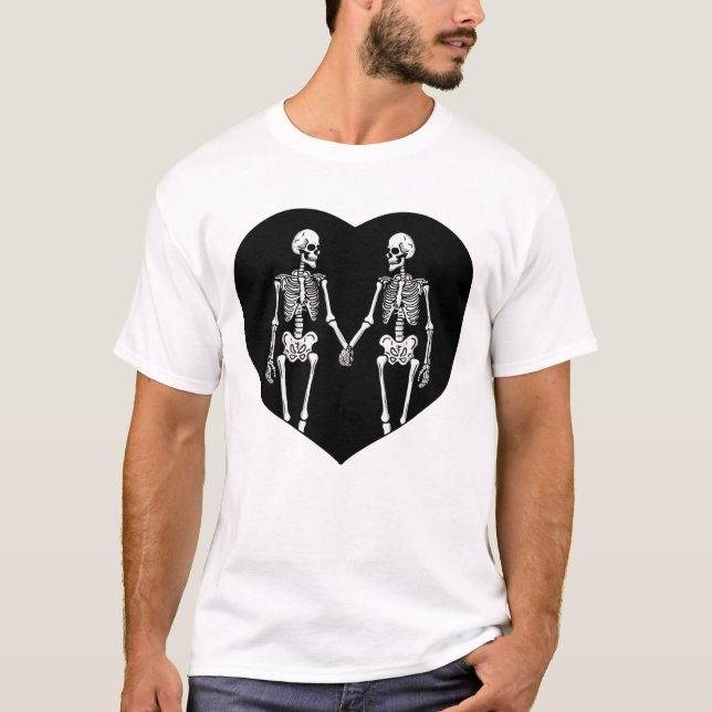 T-shirt Amants squelettes du cœur (Devant)