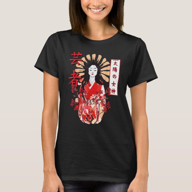 T-shirt Amaterasu Omikami Cerise Blossom Sun Déesse (Devant)