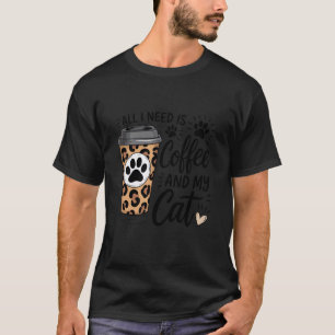 T-shirt Amateur de café et de chat Humour Mignon Décontrac