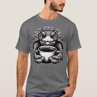 T-shirt Amateur de café tortue mignonne design amusant