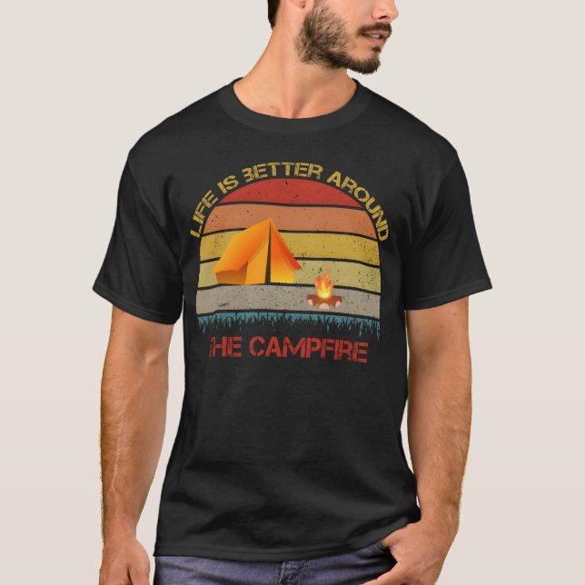 T-shirt Amateur de camping rétro (Devant)