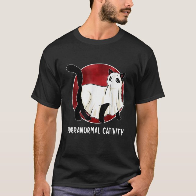 T-shirt Amateur de chat activite paranormale chaton fantôm (Devant)