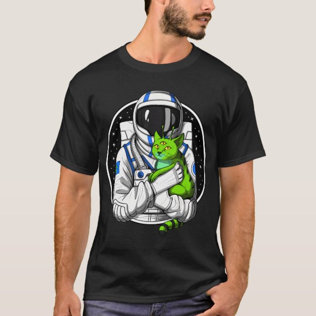 T-shirt Amateur de chat extraterrestre astronaute (Devant)
