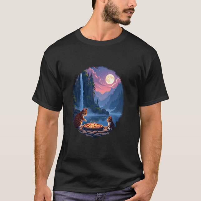 T-shirt Amateur de chat pizza (Devant)