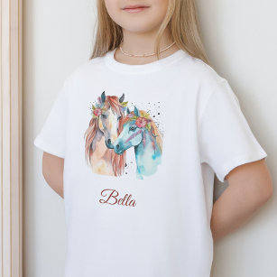T-shirt Amateur de cheval enfants nom watercolor rider