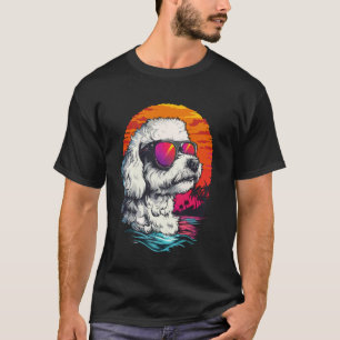 T-shirt Amateur de chien Bichon Frise Coucher de soleil Ré