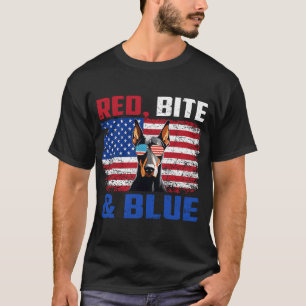 T-shirt Amateur de chien Doberman mordant rouge et noir bl