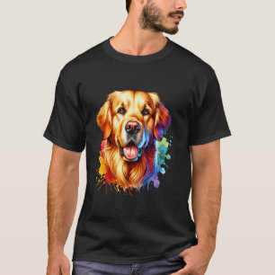 T-shirt Amateur de chien Retriever doré Aquarelle brillant