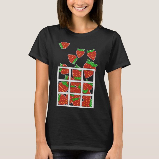 T-shirt Amateur de fraises et conception végétalienne (Devant)