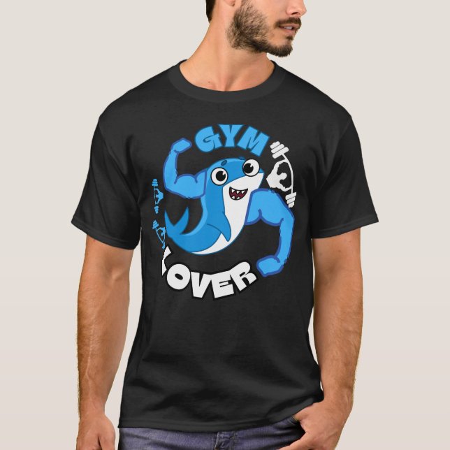 T-shirt Amateur de gym requin kawaii amusant (Devant)