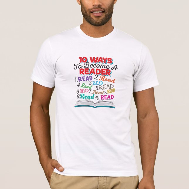 T-shirt Amateur de livres 10 façons de devenir un lecteur (Devant)
