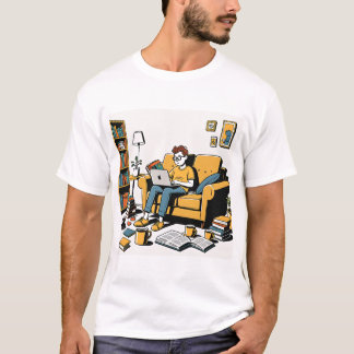 T-shirt Amateur de livres sur le canapé