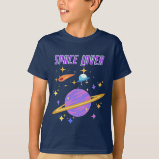 T-shirt Amateur de lune planète étoiles
