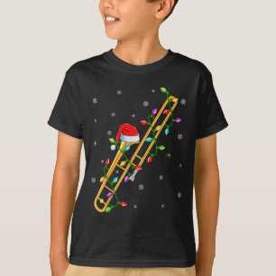 T-shirt Amateur de musique de trombone Noël Lumières Santa