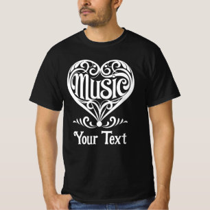 T-shirt Amateur de musique Élégant Cœur Enroulé Personnali