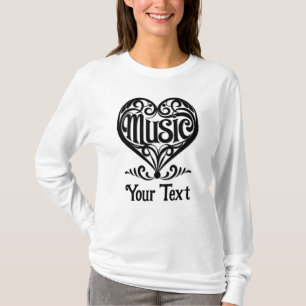 T-shirt Amateur de musique Élégant Cœur Enroulé Personnali
