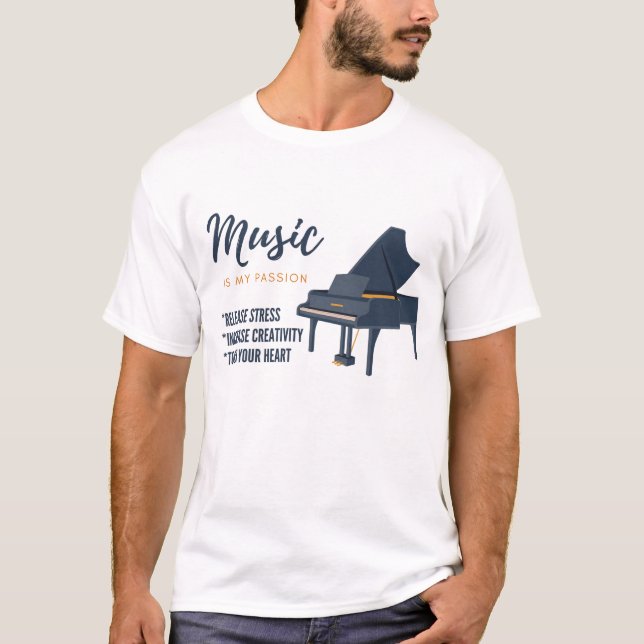 T-shirt Amateur de musique, musique, instrument (Devant)