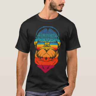 T-shirt Amateur de musique vintage, casque audio, disc joc