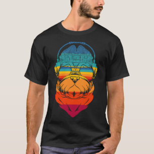 T-shirt Amateur de musique vintage, portant un casque, dis