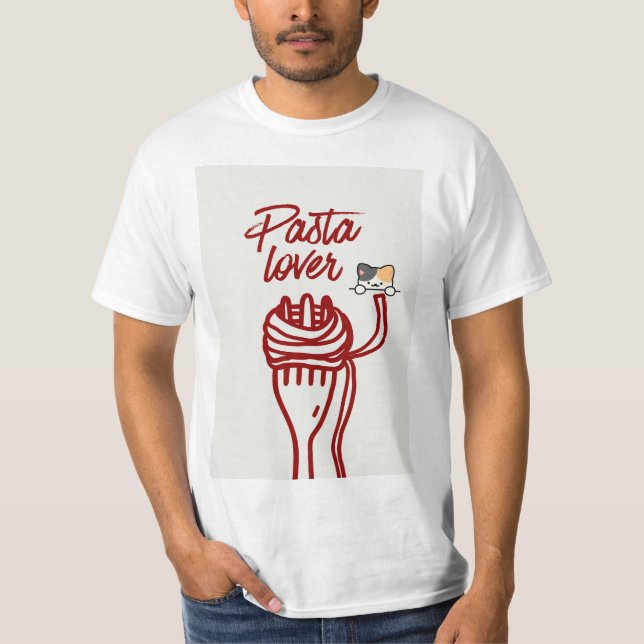 t-shirt amateur de pâtes et design de chat (Devant)