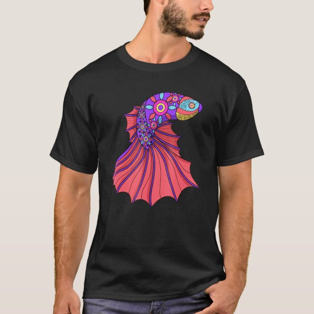 T-shirt Amateur de Poisson Combattant Mandala Betta (Devant)