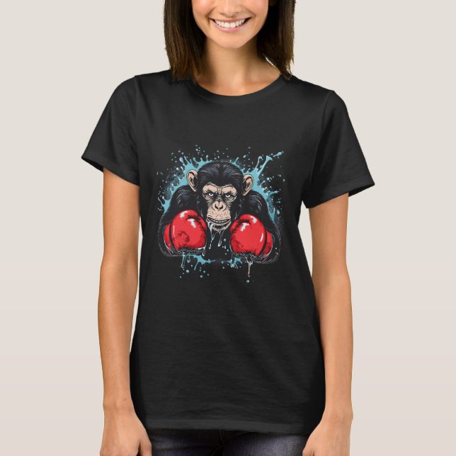 T-shirt Amateur de singe de boxe Gants de boxe Kickboxing  (Devant)