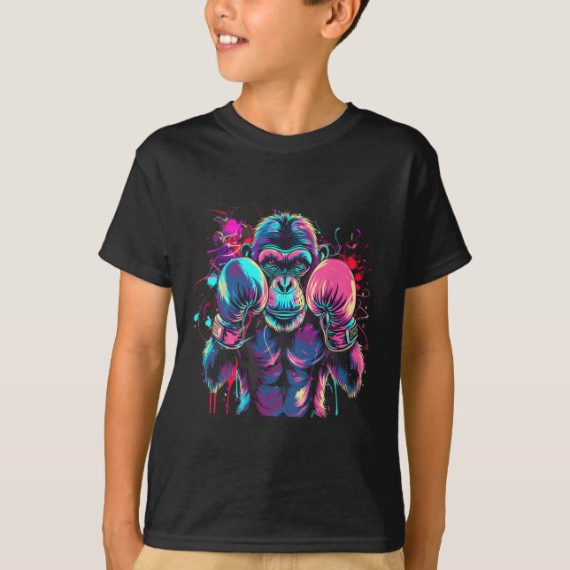 T-shirt Amateur de singe de boxe Gants de boxe Kickboxing  (Devant)