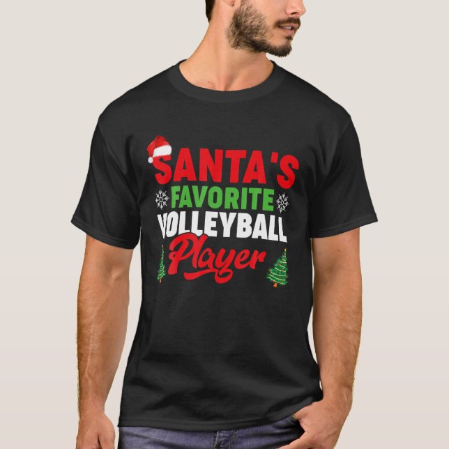 T-shirt Amateur de sport Père Noël Joueur de volley-ball f (Devant)