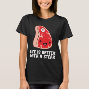 T-shirt Amateur De Steak BBQ Grillade La Vie Est Mieux Ave