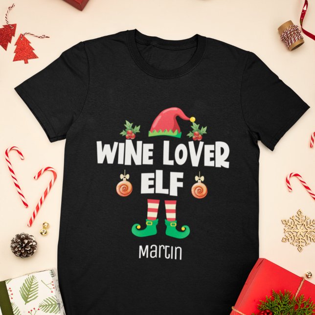 T-shirt Amateur de vin elfe Noël nom de la famille (Créateur téléchargé)
