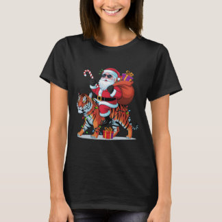 T-shirt Amateur du Tigre Éclairage de Noël Santa à Cheval