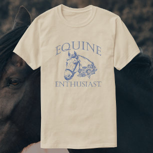 T-shirt Amateur équin   Cheval Vintage bleu
