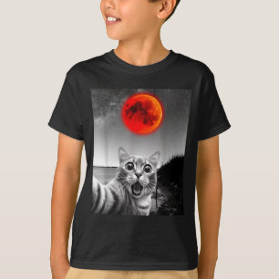 T-shirt Amateurs d'astronomie chat rigolo selfie avec luna