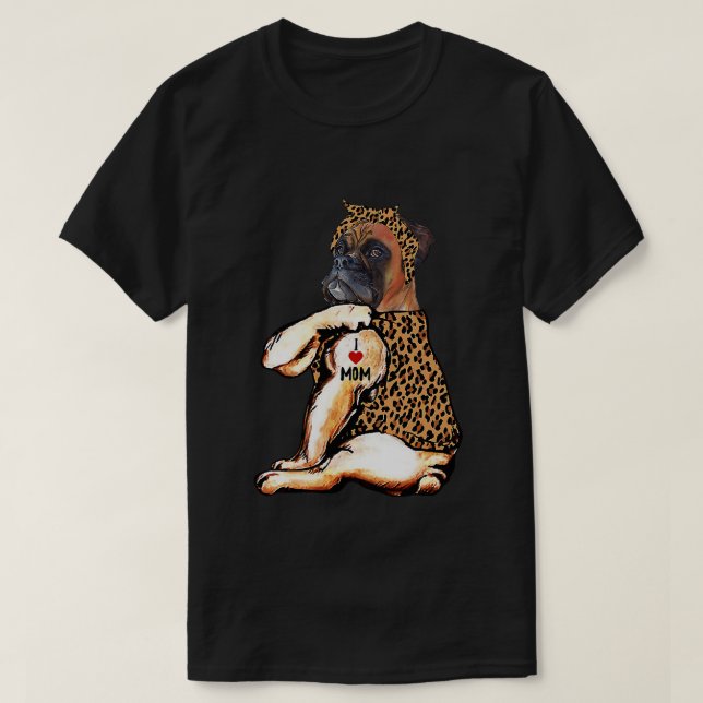 T-shirt Amateurs de boxer I Love Maman Tattoo Leopard Fête (Design devant)