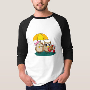 T-shirt Amateurs de chouette mignonne avec parapluie et bo