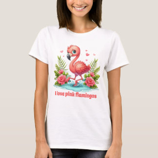 T-shirt Amateurs de flamingo rose mignonne personnalisable