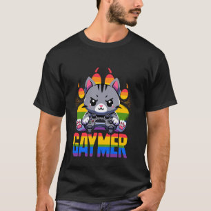 T-shirt Amateurs de jeu vidéo Cat Gaymer Rainbow Gay pride