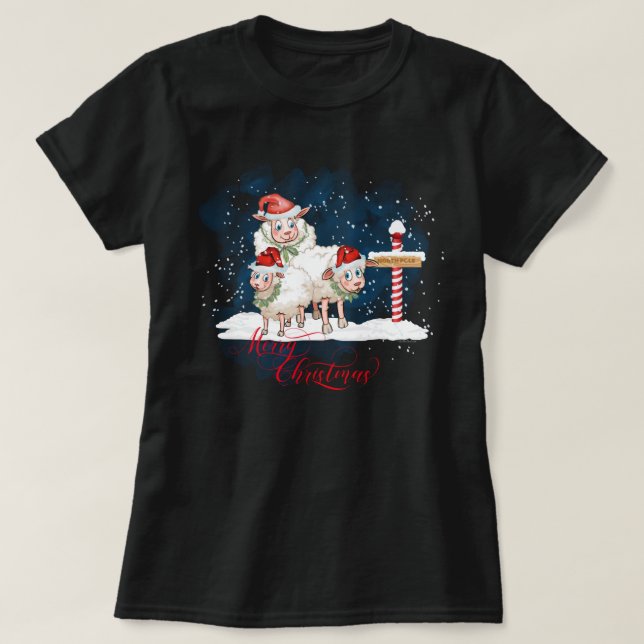 T-shirt Amateurs de moutons Pôle Nord de Noël (Design devant)