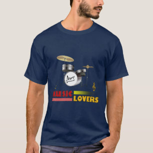 T-shirt Amateurs de musique tambours Mot Art Design
