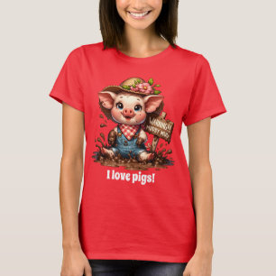 T-shirt Amateurs de porc mignon ajouter du texte