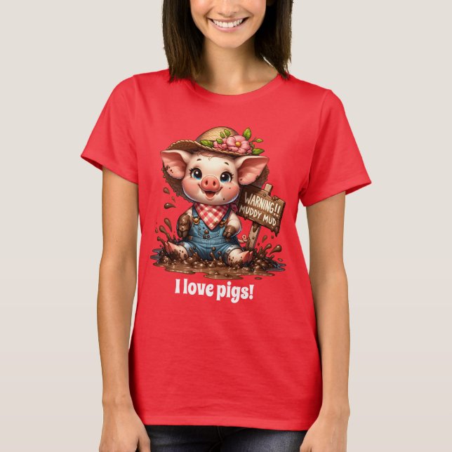 T-shirt Amateurs de porc mignon ajouter du texte (Devant)