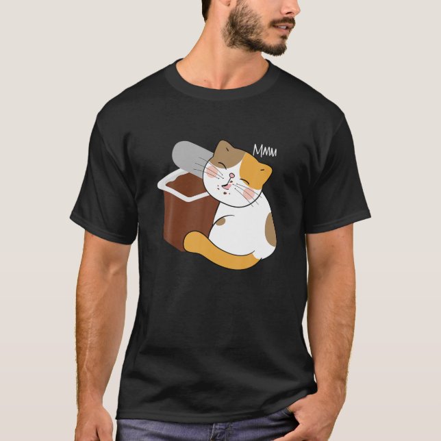 T-shirt Amateurs de pouding Lover Kawaii Chat Chocolat Pud (Devant)